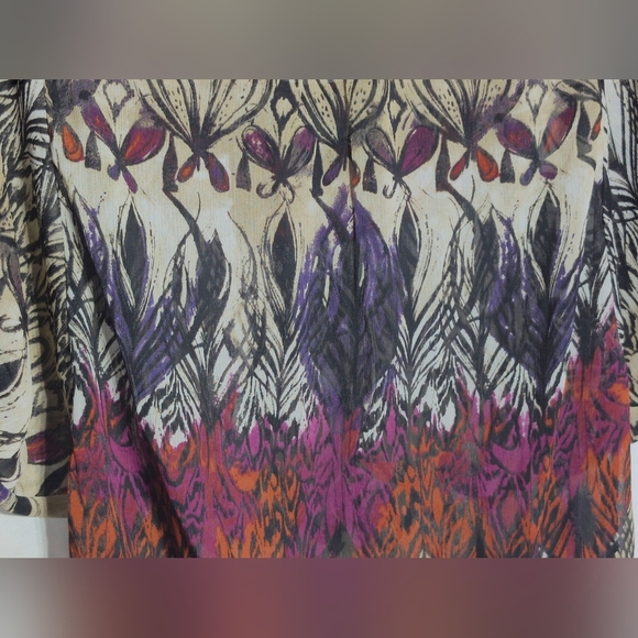 Chime Sheer XL Multicolor Patterned Women's Top - Picture 5 of 6